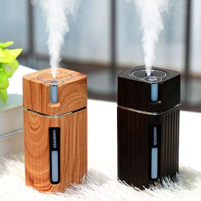 China Car Simple Style Wood Grain Design Humidifier Logo Custom 300ml Usb Portable Ultrasonic Essential Oil Diffuser For Car Home Office for sale