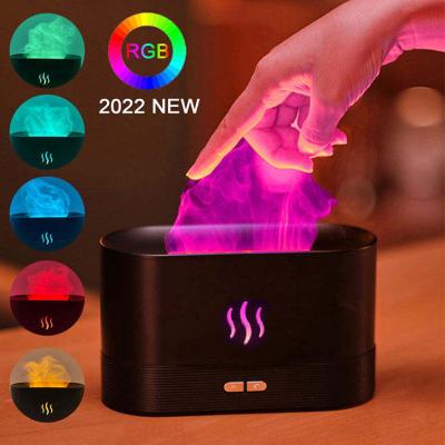 China Car Powerful Functions Color Flame Humidifier With Speaker Logo Custom 180ml Usb Portable Ultrasonic Essential Oil Diffuser for sale