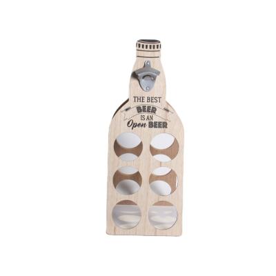 China Sustainable High Quality Home Storage 6 Bottles Wooden Foldable Wine Rack With Bottle Opener for sale