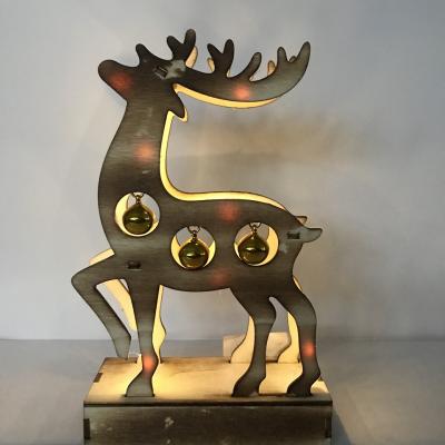 China Modern Popular Wood Home Decorations Wooden Night Light Ornament LED Christmas Reindeer Craft Supplies for sale