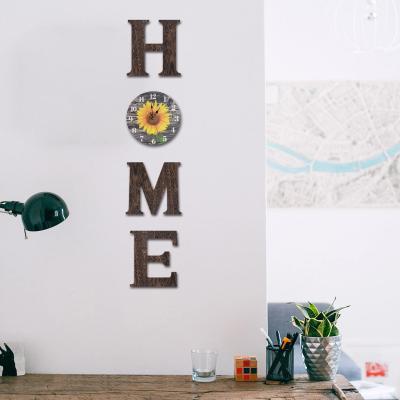 China Modern Wooden Home Housewarming Gift Sign Wooden DIY Craft Letters Living Room Enterway Bedroom With Clock for sale