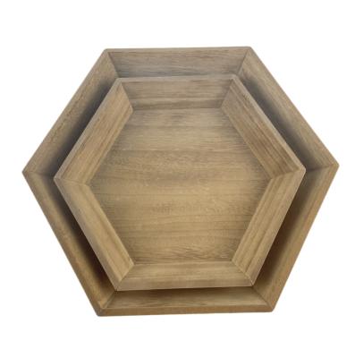 China Wooden Hexagon Tray Serving Beverage Catering Tray Customized Accepted for sale