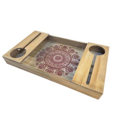 China Boho Indo Buddhist Feeling Wooden Wine Tray Customized Accepted for sale