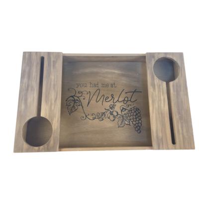 China Boho Wooden Wine Serving Tray Bar Night Serving Tray Customized Accepted for sale