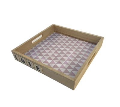 China Purple Triangular Lattice Wooden Serving Tray Customized Accepted for sale