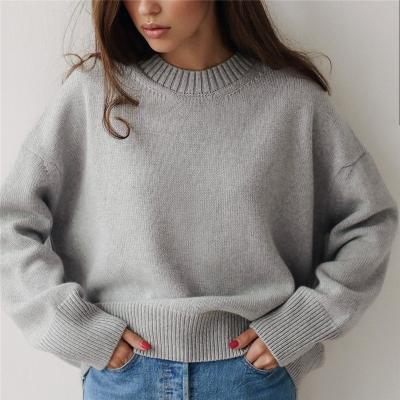 China 2021 Women's Breathable Sweater Winter Clothes Pure Color Classic Knitted Oversized Sweater Casual Pullover Sweater for sale