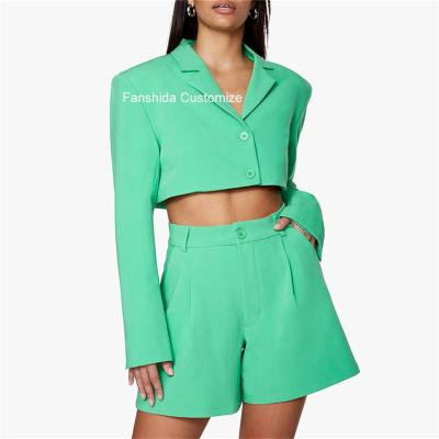 China 2021 New Arrivals Custom Women's Suits Two Piece Blazer Coat Breathable Blazers Shorts Sets Ladies Women Suits for sale