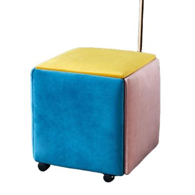 China Modern Led Cube Chair Bar Stool 5 In 1 Dice Rubik's Cube Wooden Storage Stool for sale