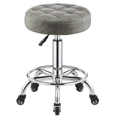 China Hot Sale Modern Gray Swivel Stool Velvet Material Modern Bar Stools for sale