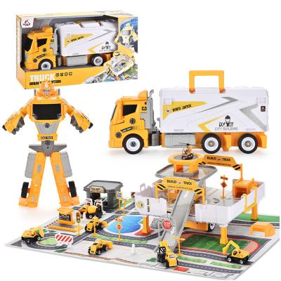 China Fashionable Portable Brand Name Tool Educational Toy Set Vehicles Model Learning Truck Transporter Cars Set Toys for sale