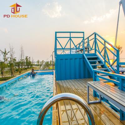 China Steel Sea Swimming Pool Prefab Mobile Modern Container Tempered Swimming Pool for sale