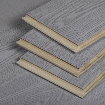 China New Style Waterproof Wear-Resistant Anti-Slip Factory Price Waterproof Ash Brushed New Three-Layer Click Lock Engineered Wood Flooring for sale