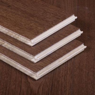 China Manufacturer Most Popular Black Waterproof Wear Resistant Anti-Slip Professional Walnut Brushed Click Lock Engineered Wood Flooring With 3 Layers for sale