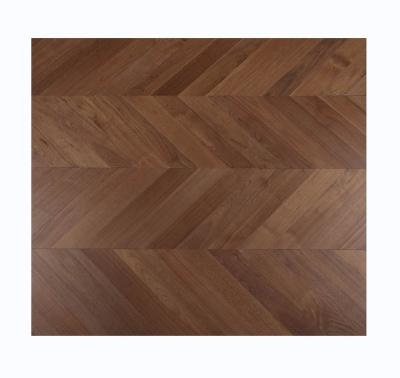 China Waterproof Wear Resistant Anti-Slip Made Of China High Grade Waterproof Walnut Brushed Herringbone Tile Multilayer Solid Wood Splicing Flooring for sale