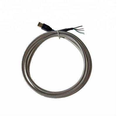 China 2m metal hose spring environmental friendly cable USB to mouse cable waterproof cable for sale