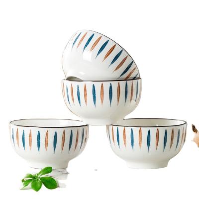 China Stored Ceramic Bowls For Kitchen Japanese Style Two Color Meteor Shower Ceramic Tableware Bowl for sale