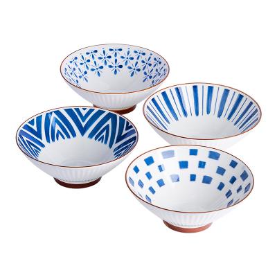 China Stored Ceramic Bowls For Kitchen Japanese Style Blue And White Ceramic Tableware Bowl for sale