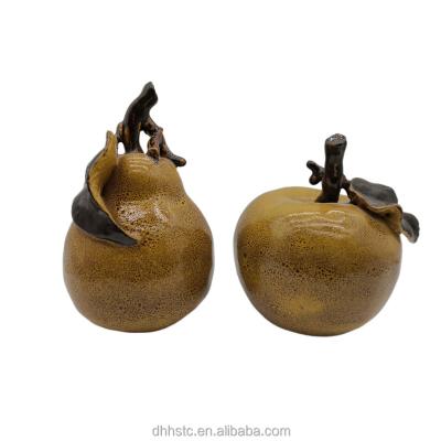 China PS18363+18364 Minimalist Apple And Pear Shaped House Decorate Ceramic Ornament for sale