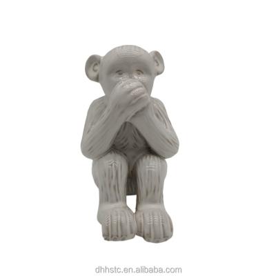 China Contemporary Minimalist Creative Home Decoration Ceramic Ornament Thinking-Monkey Three-Piece Set for sale