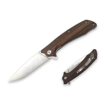 China Open Swivel Bulk Wholesale Wooden Handle Ball Bearings Folding Knives Knife for sale