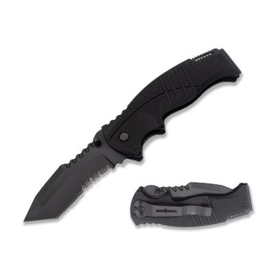 China Custom 7.6 Inch Non-variable Folding Knife 440 Stainless Steel Blade G10 Handle Tactical Serrated Military Pocket Knife for sale