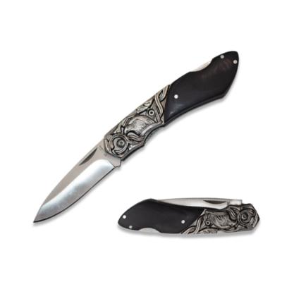 China Custom 7.2 Inch Non-Variable 3D Folding Knife Engraving Wood Handle Lock Back Pocket Knife for sale