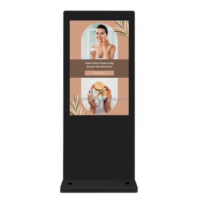 China Indoor 43 49 55 Inch LCD Show Semi Outdoor Digital Signage Floor Stand Advertising Player Outdoor Touch Screen for sale