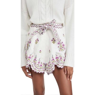 China anti-wrinkle Anti-wrinkle women fashionable flower shorts top sell casual high waisted with waistband gorgerous lady daily comfortable shorts for sale