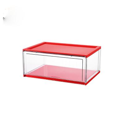 China clear & Durable Delux 4 Colors Clear Plastic Shoe Box Organizer Storage Box Large Transparent Plastic Body for sale