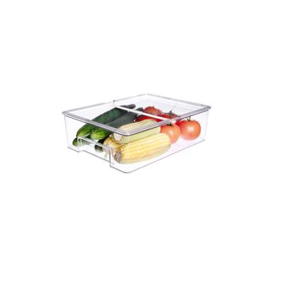 China clear & Large Foldable Food Storage Bin Organizer Durable Clear Acrylic Refrigerator Storage Kitchen Rectangle Plastic Lid for sale