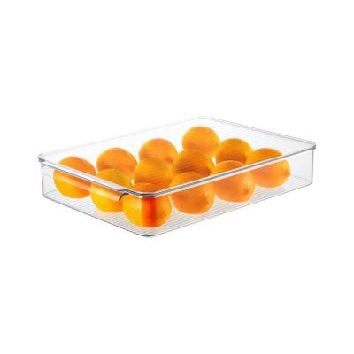 China clear & Food Safety Grade Durable Transparent Refrigerator Food Storage Container Bins PET Plastic Dessert Storage Organizer-Short for sale