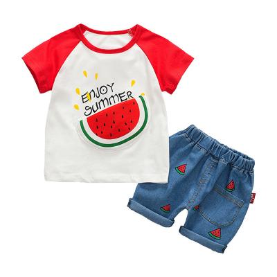 China 2021 Summer Smart Casual Newborn Children's T-shirt Cartoon Short Sleeve Set for sale