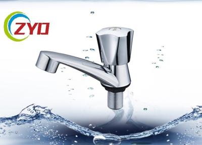 China Silver Single Hole Sink Faucet , Convenient Rotating Handle Single Basin Faucet for sale