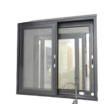 China Sliding China Aluminum Alloy Cheap Windproof Soundproof Window 82 Series Slim Window Two Track Sliding Window for sale