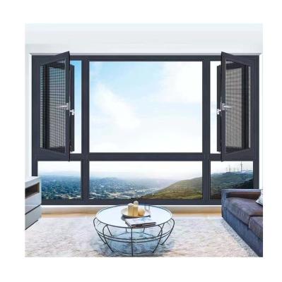 China Magnetic Screen VIBDI 126mm Double Glazed Thermal Break Aluminum Casement Windows 2.0mm With Invisible Window Screen Pipeline for sale