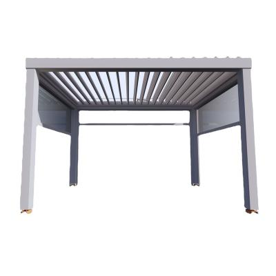 China Modern design outdoor movable sunproof easily assembled aluminum pergola for hotel villa with automatic curtain for sale