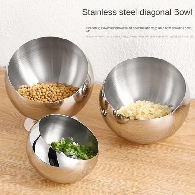 China Sustainable Wholesale Stainless Steel Oblique Mouth Sauce Bowl With Base For Hotel Restaurant for sale