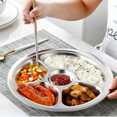 China Sustainable Wholesale Round Compartment Trays Divided Tray Stainless Steel Compartments Dinner Dishes With Customized Logo for sale