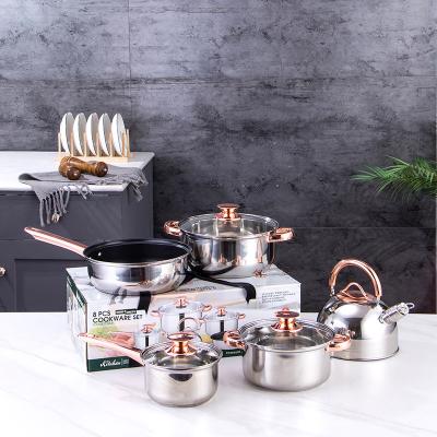 China Good Quality Sustainable Stainless Steel Cooking Pots And Pans Set Nonstick Kitchen Cookware Set for sale