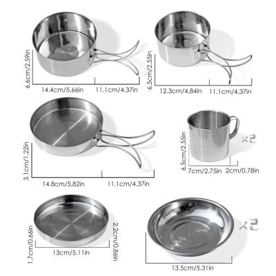 China Gas Cooker Camping Cookware Set Stainless Steel Cooking Pots And Filters 8pcs Cook Set For Outdoor Hiking BBQ for sale