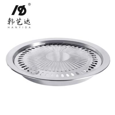 China Korean Kitchen Restaurant Bakery Outdoor Factory Direct 30cm Stainless Steel BBQ Grill Plates Barbecue Grill Family Buffet Baking Tray for sale