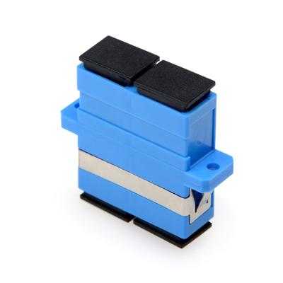 China Double Core ABS 2 SC PC UPC Left Duplex Single Mode Blue Fiber Optic Adapter for sale