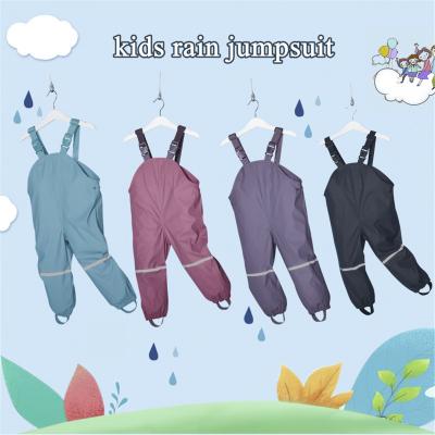 China PU Rain Pants Children Raincoat Kids Jumpsuit for Girls Waterproof Overall Girls Baby Hooded Rainwear For Boys And Girls for sale