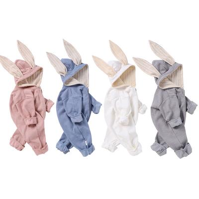 China Neugeborene Kleidung hoher Qualität Baby-Frühlings-Autumn Romper New Fashion Rabbits Hood Solid Coverall Cotton Soft zu verkaufen