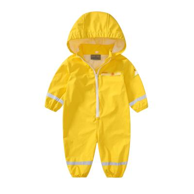 China Kids Jumpsuit for Girls Waterproof Overall Boys PU Rain Pants Children Raincoat Hooded Rainwear For Baby Clothes for sale