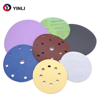 China 125mm Hook and Loop Film Green Sandpaper Wood Buffing Wood Sanding Discs for sale