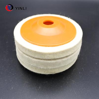 China Eco - Friendly White Wool Dish On Plastic Base For Polishing Stainless Steel for sale