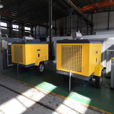 China Cummins Engine 77KW/105Hp 10 Bar CE Certificate Screw Air Compressor Lubricated Portable Air Compressor FHOGY105A for sale