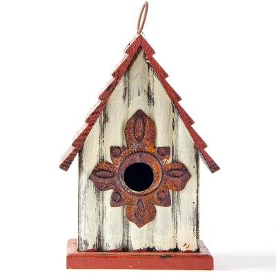 China Windproof Wooden House Decor Hanging Garden Indoor Outdoor Bird Aviary for sale