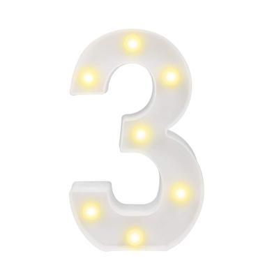 China Natural Material Decorative Led Light Up White Plastic Number Letters Marquee Number Lights Sign Party Wedding Decor Battery Operated Number (2) for sale